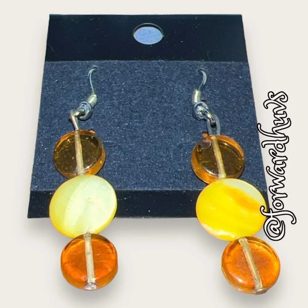 Artesian Crafted Glass Disc Drop Earrings